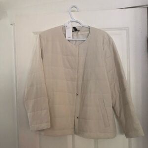 Eileen Fisher Cream Fuji Silk Quilted Jacket